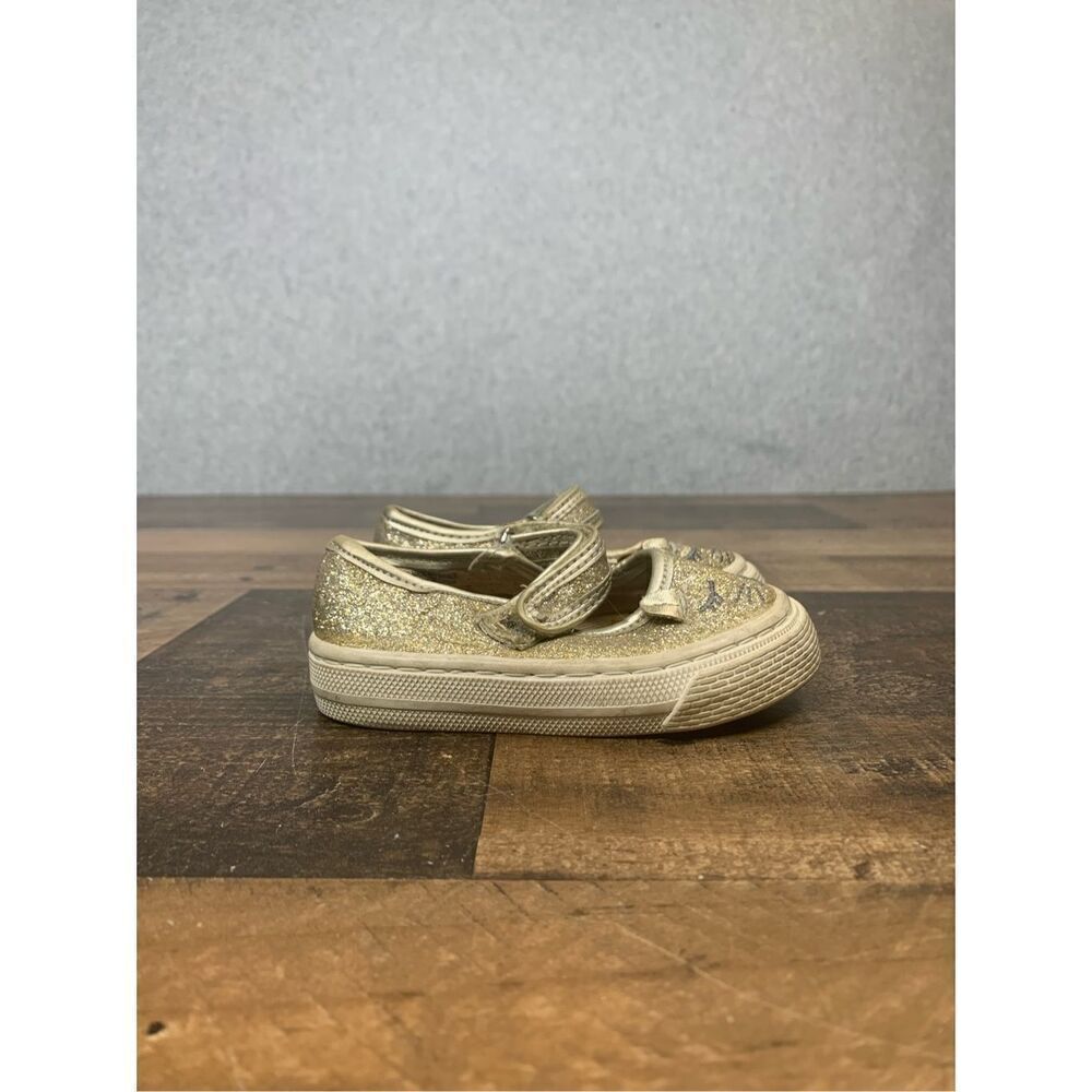 Children’s Place Little Kids 4 Sparkle Glitter Faux Leather Slip On Kitten Shoes